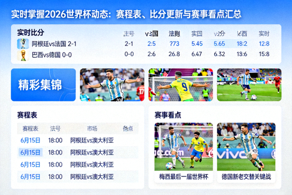 实时掌握2026世界杯动态：赛程表、比分更新与赛事看点汇总 配图 展示实时比分与精彩集锦界面