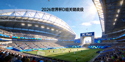 2026世界杯D组关键战役将在温哥华BC Place体育场举行，该体育场拥有可开合屋顶，是加拿大最大的体育场之一