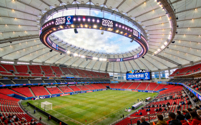 BC Place体育场内部，位于加拿大温哥华，2026世界杯场馆之一